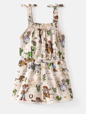 Little Sleepies Toy Story Print Girls Romper - Cream, Green, Brown